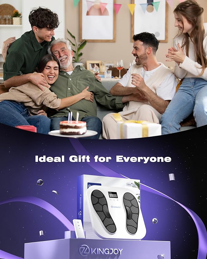 KINGJOY Foot Massager for Neuropathy, Rechargeable EMS TENS Foot Stimulator with 10 Modes 20 Intensities for Circulation Plantar Fasciitis & Swelling Pain Relief, Gifts for Women Men-White - Bloomnest