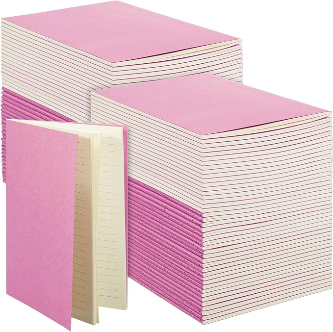 Mimorou 100 Pcs Journals Notebooks Bulk - Kraft Softcover A5 Small Notebooks 5.5 Inch x 8.3 Inch Notepads with 60 Page 30 Sheet for Writing Sketch Travel Office Supplies(Pink,Lined) - Bloomnest