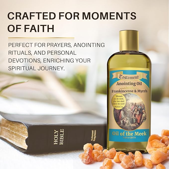 Nana Gifts Testament Anointing Oil, Frankincense and Myrrh, Oil of The Meek, Excellent Value Large Bottle Size 8.45 fl.oz | 250 ml - Bloomnest