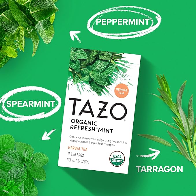 TAZO Tea Bags, Green Tea, Organic Zen, Green Ginger & Peachy Green (1ea) (Variety Pack) - Bloomnest