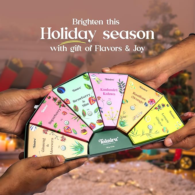 Teaniru, Fruit & Herb Tea Assortment - Pack of 20 | 6 Exotic Flavors x 25 g | Tea Gift Box for Family, Friends & Employees | Bulk Gifts for Corporates & Clients | Thanks Giving - Bloomnest