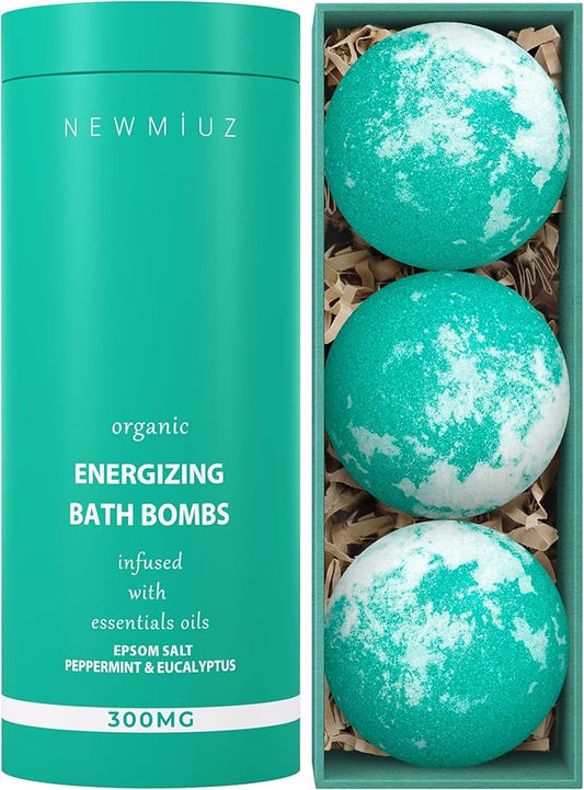 Magnesium Menthol Fizzing Bath Bomb Eucalyptus Peppermint Epsom Salt Refreshing Bubble Spa with Essential Oil Infused Post Workout Sore Muscles Recovery Gift - Bloomnest