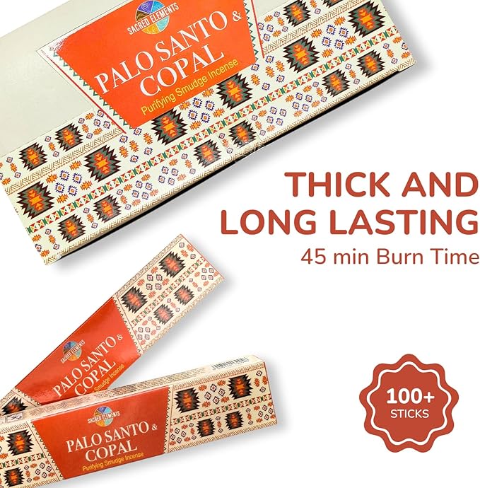 Sacred Elements Palo Santo & Copal Incense Sticks – 12 Pack | Natural Holy Palo Santo for Cleansing, Meditation, Smudging & Aromatherapy | Premium Copal Resin Blend | Long-Lasting Fragrance HEM