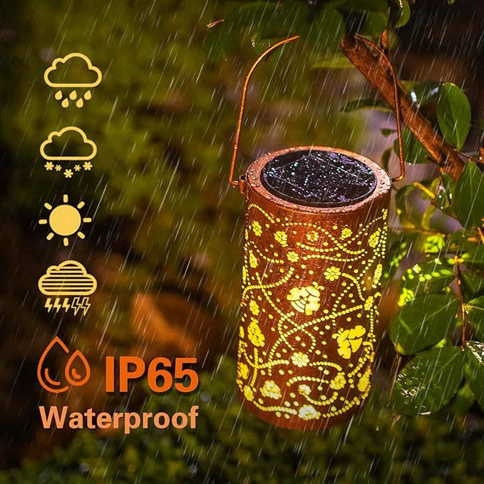 Ladybug Solar Lanterns Outdoor Waterproof Hanging Solar Lights Ladybug Gifts for Women Men Metal Decorative LED Ladybug Lanterns for Garden Decor,Yard,Patio,Lawn,Tabletop,Pathway,Landscape - Bloomnest