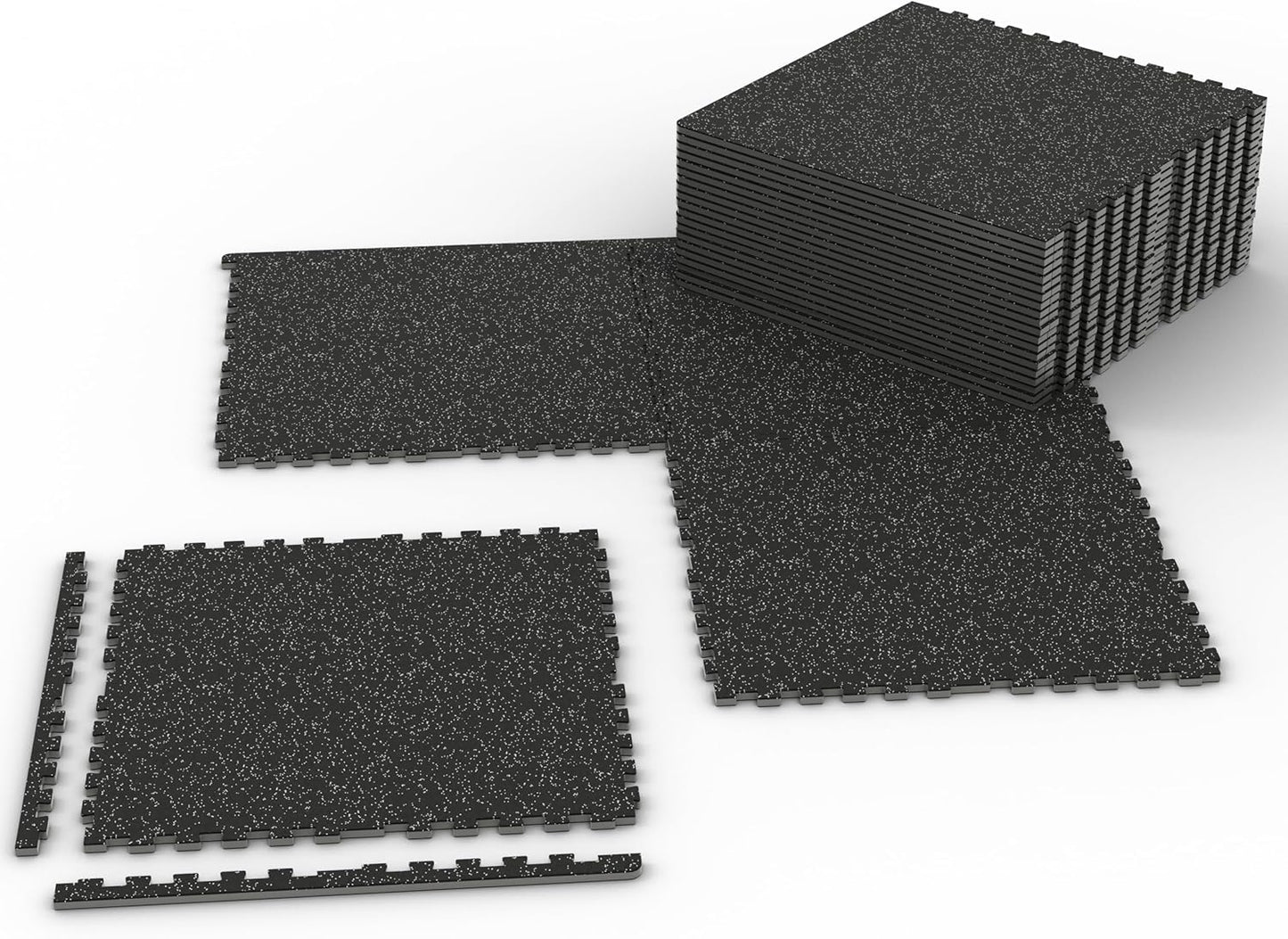 Mikolo 0.56'' Thick 12 Pcs 48 Sq Ft Gym Flooring Mats, High-Density EVA Foam with Rubber Top, Interlocking Exercise Equipment Mats for Home Gym, Protective Workout Mat