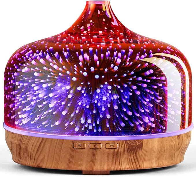 Porseme 500ml Essential Oil Diffuser 3D Glass Aromatherapy Ultrasonic Humidifier - Auto Shut-Off, BPA Free for Home Hotel Yoga SPA Gift - Bloomnest