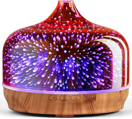 Porseme 500ml Essential Oil Diffuser 3D Glass Aromatherapy Ultrasonic Humidifier - Auto Shut-Off, BPA Free for Home Hotel Yoga SPA Gift - Bloomnest
