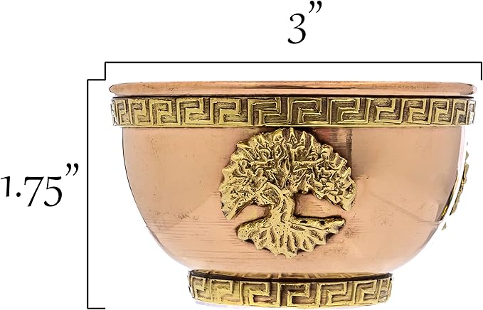 Tree of Life Copper Bowl - Offering Bowl for Altar or Ritual Use, Incense Holder and Smudge Kit, Home Decor - Holds Incense, Offerings, Healing Crystals, Water - Smudge Pot for Altar Supplies - Bloomnest