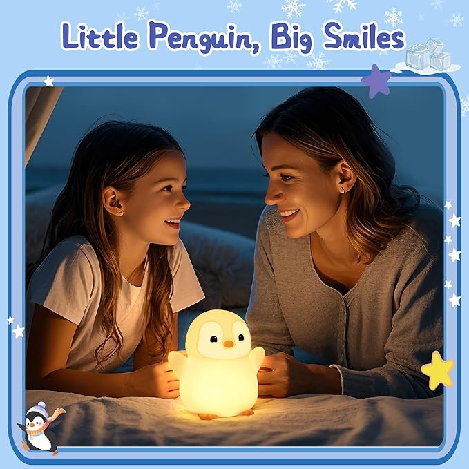 YuanDian Penguin Night Light, Cute Animal Themed Gifts for Adults and Teens. Decorate Bedrooms with Silicone Penguin Toy Nightlights, Christmas Birthday Gift for All - Bloomnest