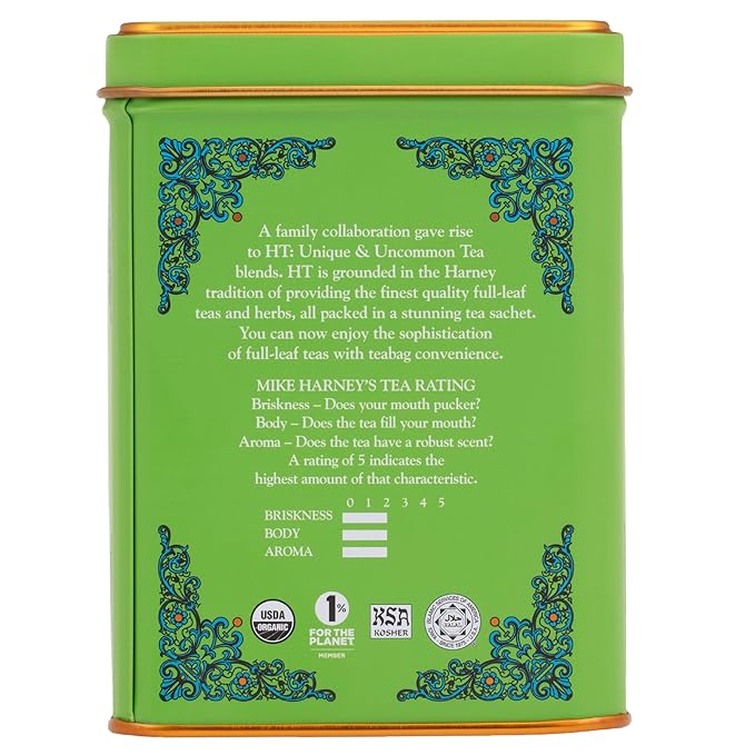 Harney Sons Organic Supreme Green, HT Tin 20 Sachets 1.4 oz 40 g - Bloomnest