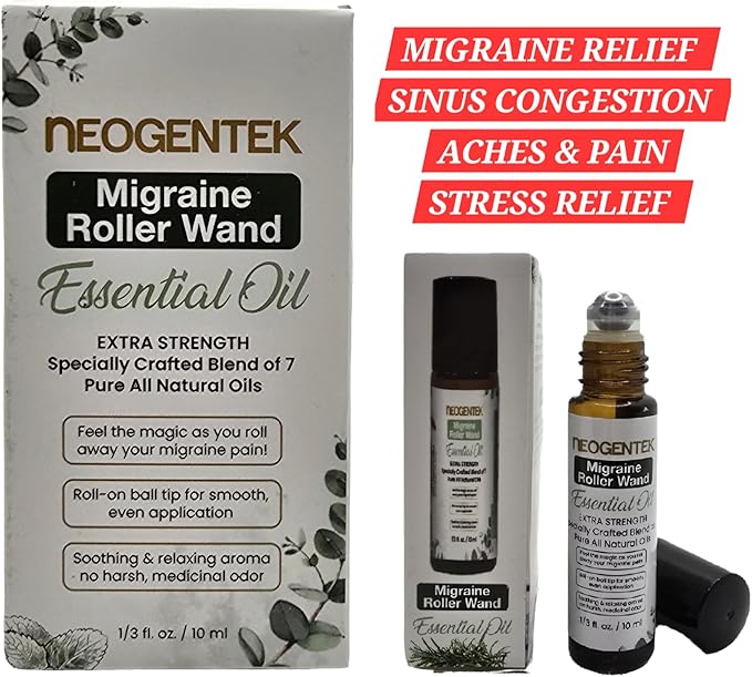 Migraine, Sinus Essential Oil Roller | Crafted Blend of 7 Powerful Essential Oil | Made in USA | Natural Comfort & Relaxation – Aromatherapy Roll-On for Headache, Migraine, Sinus – 10ml - Bloomnest