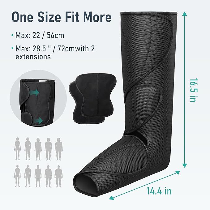 QUINEAR Leg Massager with Heat and Air Compression,Foot and Calf Massager for Circulation and Pain,Compression Boots with 3modes and 3 Intensities,Gift for Dad Mom - Bloomnest