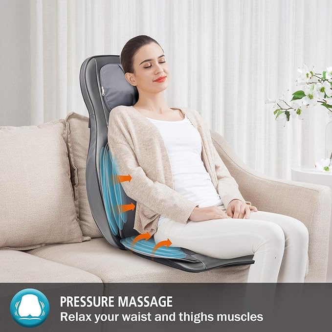 COMFIER Back Massager for Pain Relief Deep Tissue, Shiatsu Neck and Back Massager with Heat, Rolling & Compression Massage Chair Pad for Office Chair, Full Body Massage Chair Gift for Mom Dad - Bloomnest