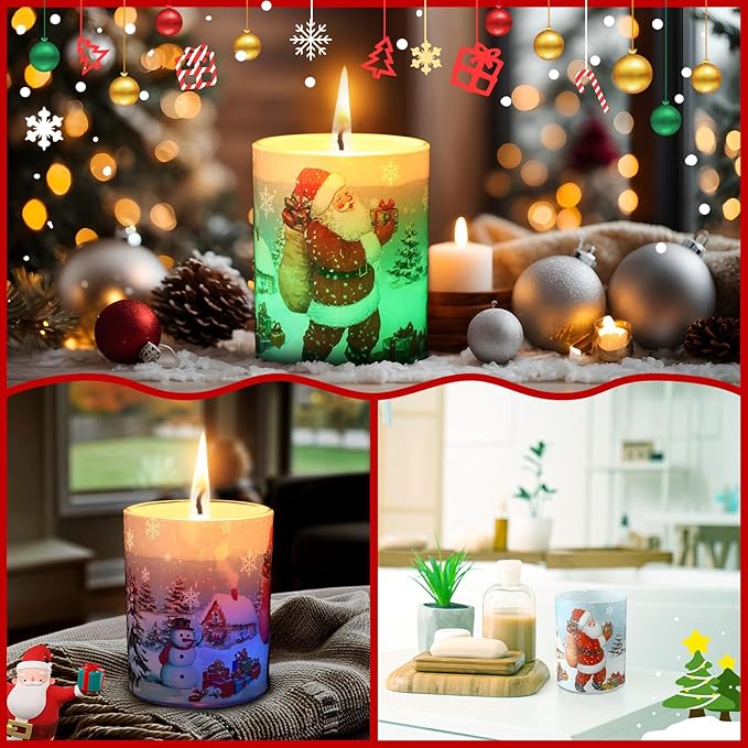 Merry Christmas Candle Jars, LED Xmas Scented Candles Can Change Into Multiple Colors, 7.6oz Soy Wax Fir Holiday Candles for Winter Small Merry Christmas Gifts(Santa Claus) - Bloomnest