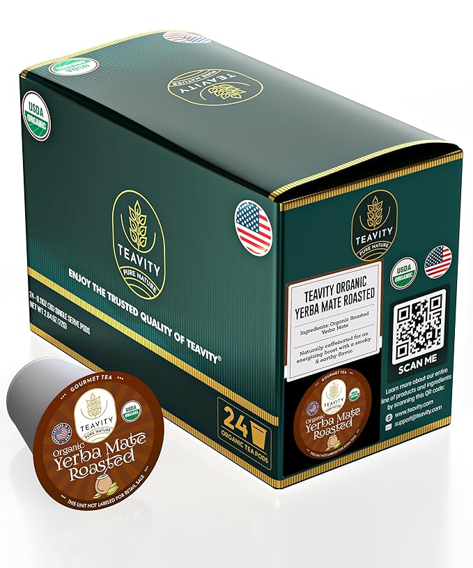 Organic Yerba Roasted Mate Tea Pods for Keurig by Teavity (24 Tea Pods) - Bloomnest