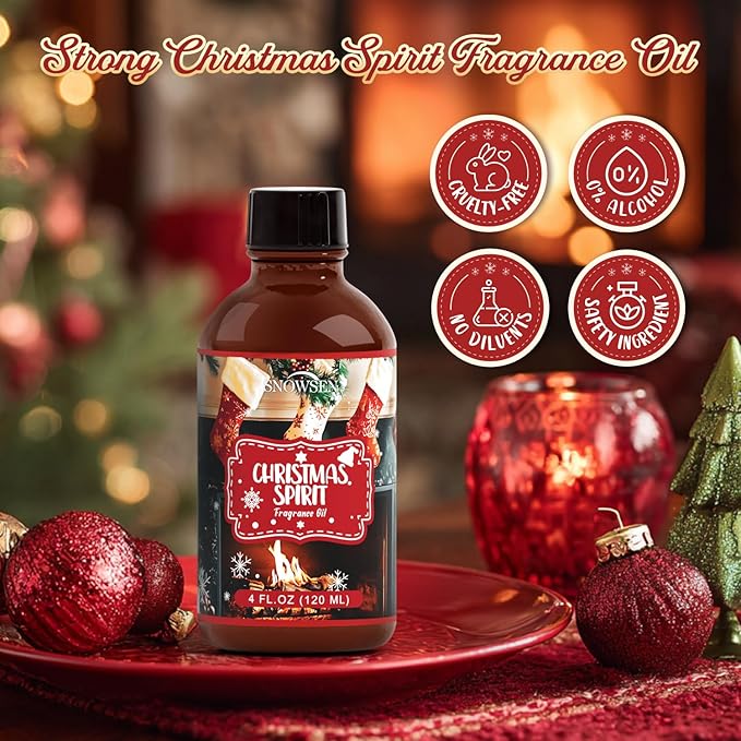 Christmas Spirit Fragrance Oil, Huge 4 Fl Oz, Premium Grade Winter Essential Oil for Diffuser and Aromatherapy, Christmas Scent for Soap Making, DIY Candle, Spray, Long Lasting Seasonal Scents - Bloomnest