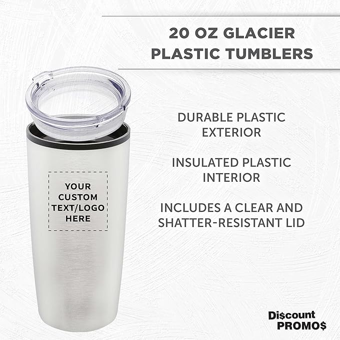 Custom Plastic Tumblers 20 oz Set of 6/12/24 Personalized Bulk Pack with Lids, Ice Coffee Tumbler, To Go Cup Insulated - Silver - Bloomnest
