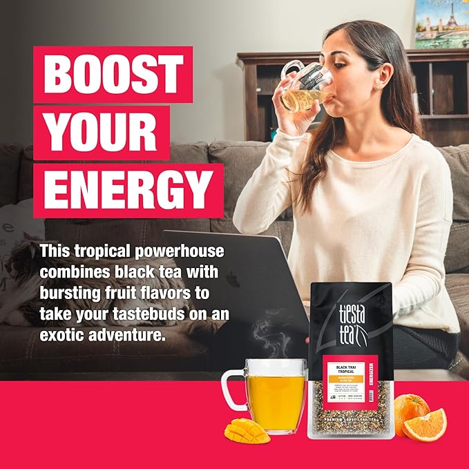 Tiesta Tea - Black Thai Tropical, Loose Leaf, Mango Citrus Black Tea, Premium Blend, Caffeinated, Make Hot or Iced Brews Up to 200 Cups, 16 Ounce Resealable Bulk Pouch - Bloomnest