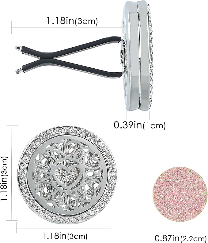 Essential Oil Car Diffuser Vent Clips, Sparkling Essential Oil Car Diffuser, with 20 Refill Pads, for Long Lasting Automotive Odor Eliminator Decoration Accessories for Women Girls (2 Pcs) - Bloomnest