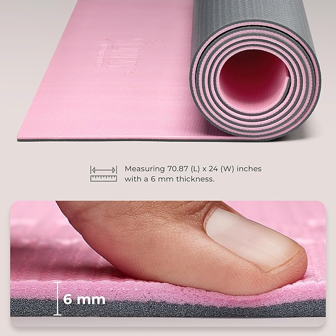 Sunny Health & Fitness Non-Slip Yoga Mat – Durable, Anti-Tear, Lightweight, Cushioned Support for Yoga, Pilates, Stretching Exercises, Meditation and Floor Workouts | Multiple Sizes & Colors - Bloomnest