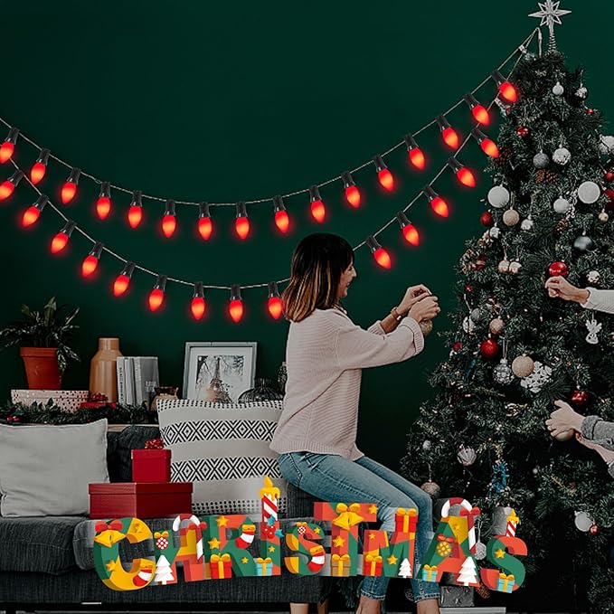 C7 Christmas Light Bulbs, 25 Pack C7 Red Replacement Bulbs 0.6W Night Light Bulbs Vintage LED Replacement Bulbs, C7/E12 Candelabra Base, 0.6 Watt - Bloomnest