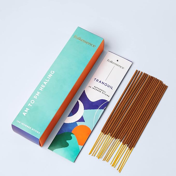 Folkulture Incense Sticks (120 Sticks) | Set of 6 Premium Incense For Calm, Aromatherapy, Daily Use| No Charcoal,Organic, Non Toxic, 45 Mins, Long Burning Lavender, Patchouli,Sandalwood Insence-Sticks FOLKULTURE