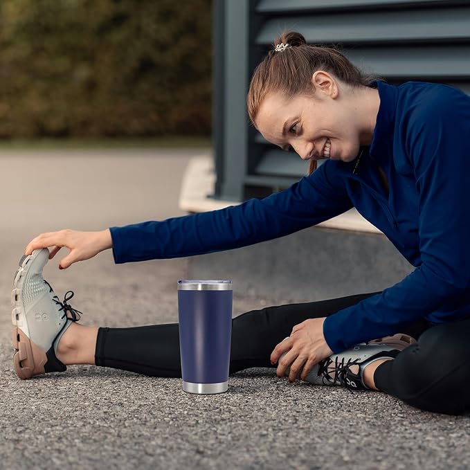 20 oz Tumbler with lid Double Wall Vacuum Insulated Tumblers Stainless Steel Coffee Mug Travel Coffee Tumbler Powder Coated Tumbler Cup Keep Hot&Cold - (Navy 1 Pack)