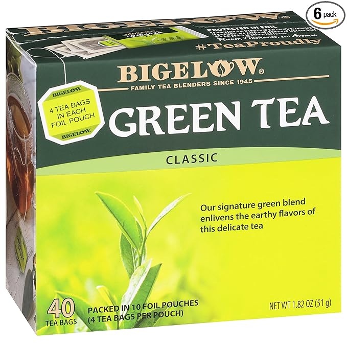 Bigelow Classic Green Tea Bags, 40-Count Boxes (Pack of 6), Caffeinated Green Tea, 240 Tea Bags Total - Bloomnest