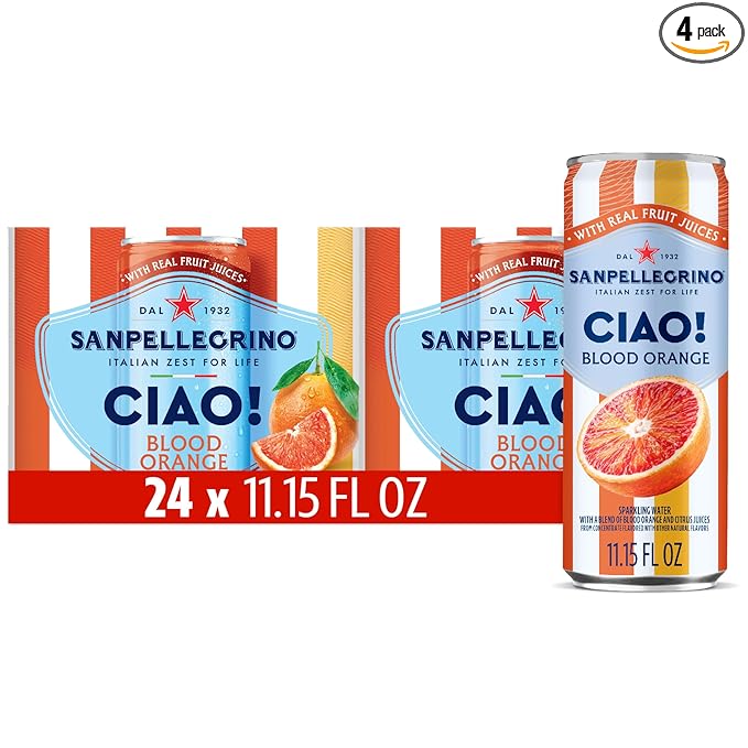 Sanpellegrino CIAO Blood Orange Sparkling Water, Low-Calorie Italian Sparkling Water with Real Fruit Juices, 0g Added Sugar, 24-Pack - Bloomnest