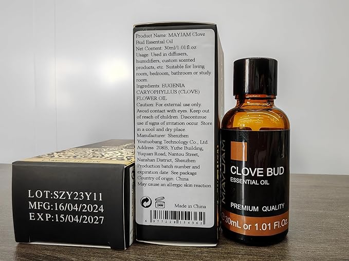 MAYJAM Clove Bud Essential Oil, Premium Pure Essential Oils, 1.01FL.OZ Clove Bud Oil for Diffusers Soap Candle Making, Ideal for Home Office Car Yoga Use - Bloomnest