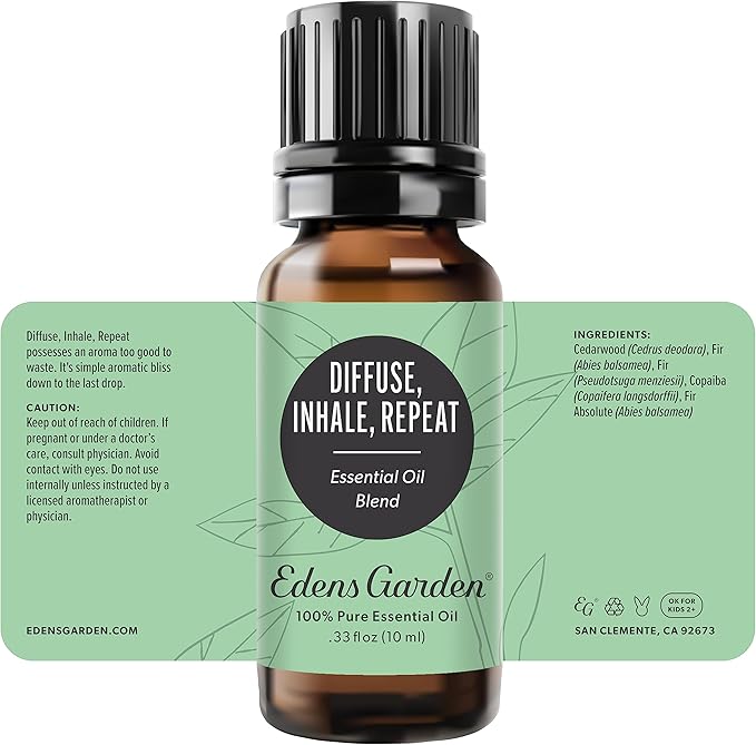 Edens Garden Diffuse Inhale Repeat Essential Oil Synergy Blend, 100% Pure Therapeutic Grade (Undiluted Natural/Homeopathic Aromatherapy Scented Essential Oil Blends) 10 ml EdensGarden