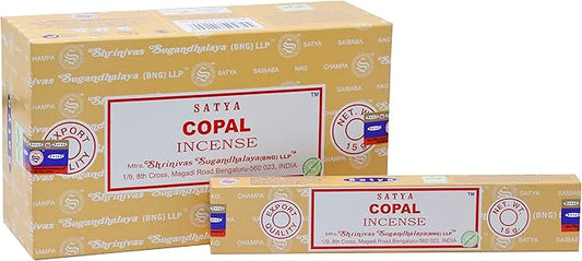 EARTH Satya Copal Incense Sticks 15 GMS (Pack of 12) (Green Certified) Indian Perfumed Hand Rolled Agarbatti Perfect for Worship,Relaxation, Medication. Earth
