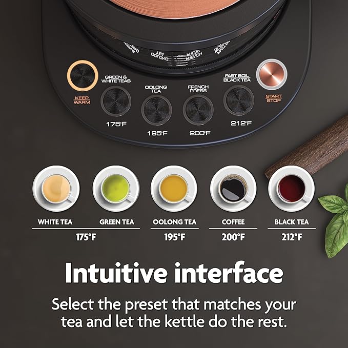 Vianté Luxury Tea Set. Electric Kettle with Infuser for Loose Leaf And Ceramic Serving Set. Teapot and Cup Set with Wooden Tray. Excellent Gift Idea For Tea Lovers. - Bloomnest