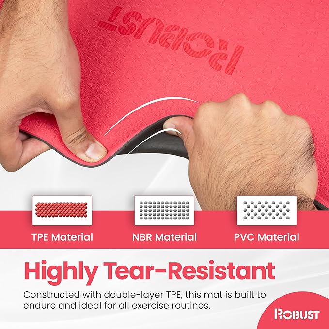 Robust Non-Slip Yoga Mat with Strap, 1/4" Thick TPE Eco-Friendly Workout Mat for Yoga with Position Lines and Texture Surface, Gym Mat for Women, Men, Pilates and Exercises Anti-Tear Sweat-Proof Exercise Mat - Bloomnest