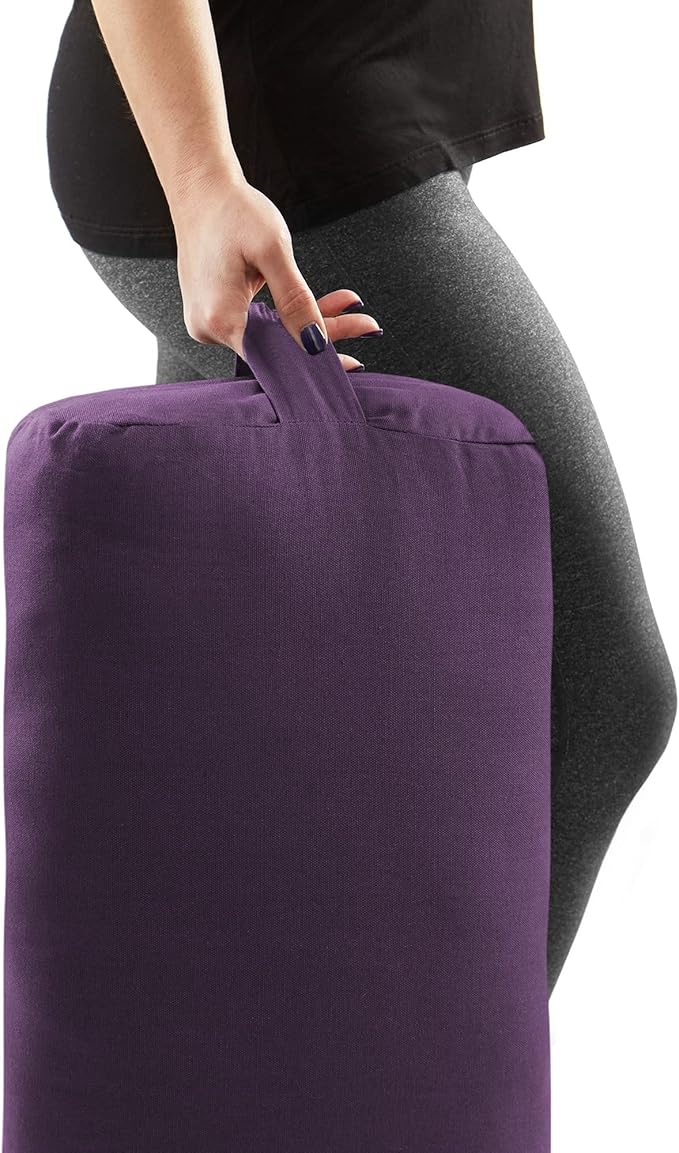 Yoga Meditation Cushion, 25" x 12" Rectangular Bolster with Organic Cotton Cover - Bloomnest