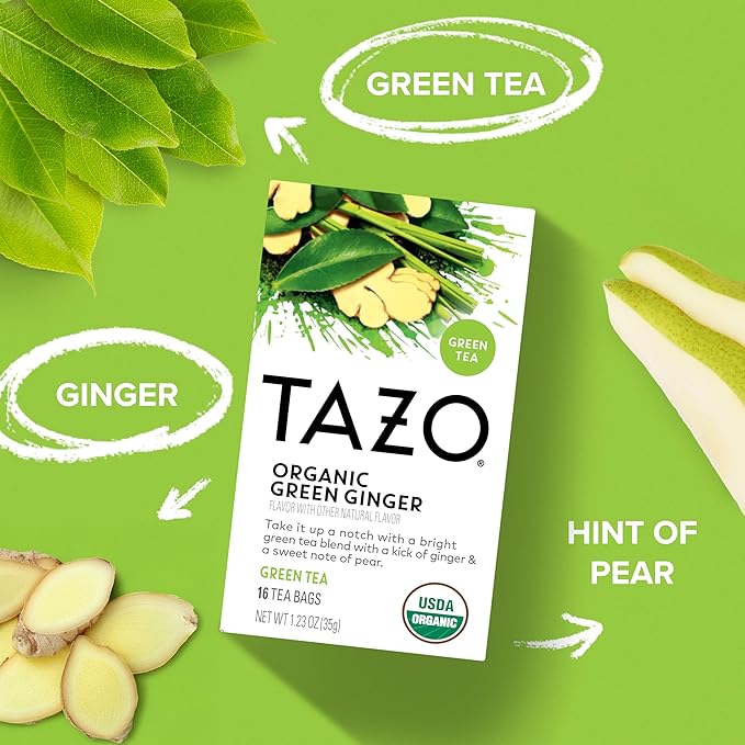 TAZO Tea Bags, Green Tea, Organic Zen, Green Ginger & Peachy Green (1ea) (Variety Pack) - Bloomnest
