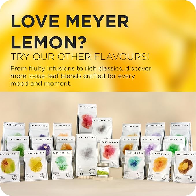 Tastings Tea Meyer Lemon Loose Leaf, 2 oz | Unsweetened Black Citrus Blend & Fruit Infusion with Lemongrass & Peel | Hot or Iced Cold Brew | Small Batch & Sustainably Sourced | Resealable Pouch - Bloomnest