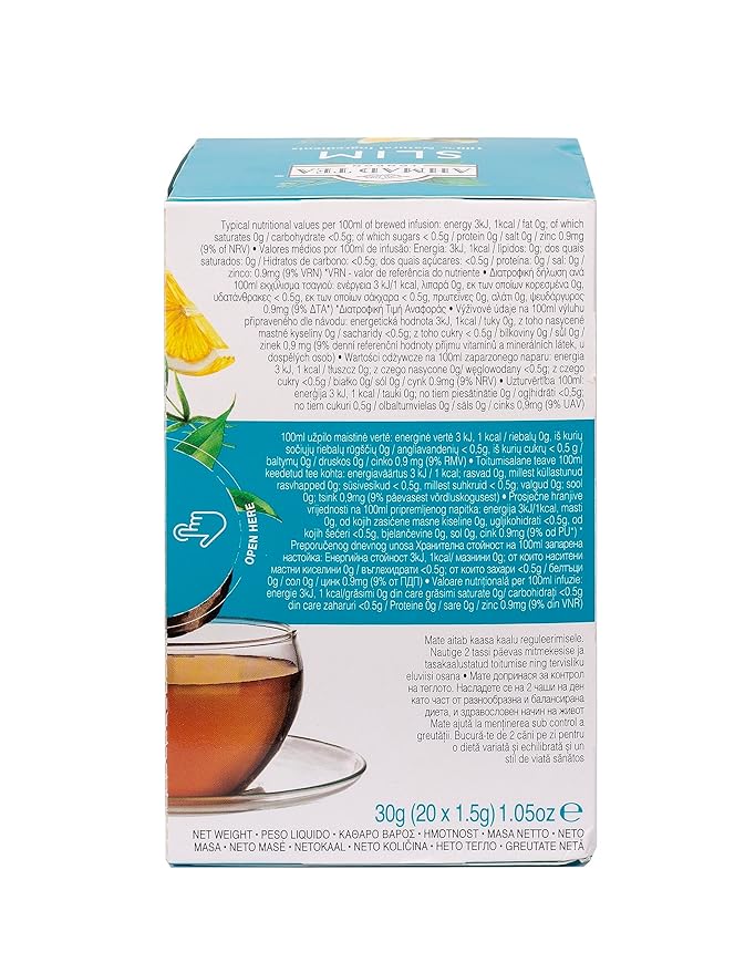Ahmad Tea Green Tea, Lemon, Mate, & Matcha 'Slim' Natural Benefits Teabags, 20 ct (Pack of 2) - Caffeinated & Sugar-Free - Bloomnest