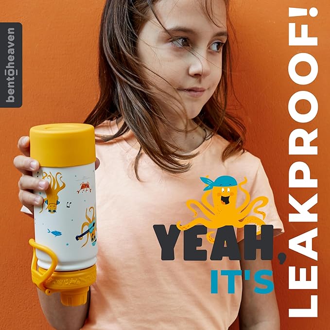 Bentoheaven Kids Water Bottle Stainless Steel for Boys & Girls, 2 Lids (Chug & Straw), Handle & Silicone Boot, Reusable Metal Leak-proof Insulated Tumbler, School & Sports 17oz (Orange) - Bloomnest