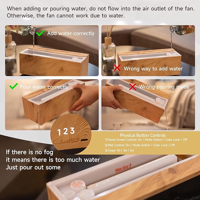 Fireplace Flame Air Diffuser Humidifier,7 Colors Aromatherapy Essential Oil Diffuser,Ultrasonic Aroma Humidifier with Timer for Home,Bedroom,Office,Yoga - Bloomnest