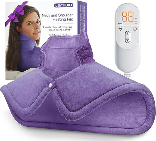 Heating Pad for Neck Shoulders Back, Valentines Day Gifts for Her, Weighted Heated Pad Neck Wrap Warmer for Mom, Anniversary | Birthday Gifts for Women Wife Girlfriend Grandma Best Friend, Purple - Bloomnest