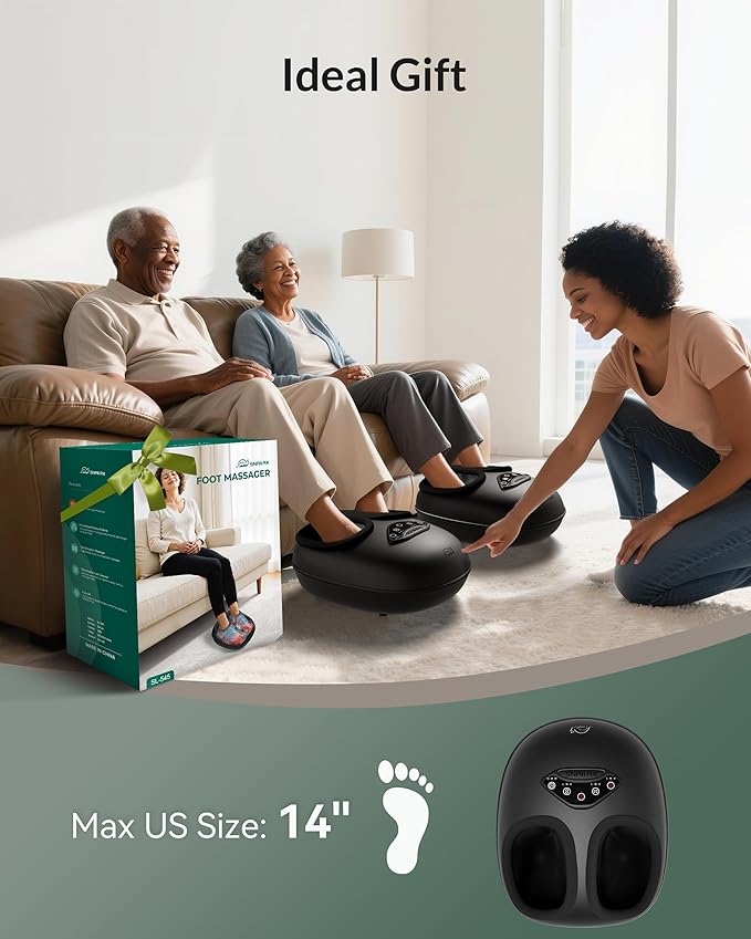 Snailax Shiatsu Foot Massager with Heat, Deep Kneading Rolling Compression Feet Massager for Plantar Fasciitis Neuropathy, 3 Heating Levels,3 Timer Option Fits Size up to 14“ Gifts for Men,Women - Bloomnest