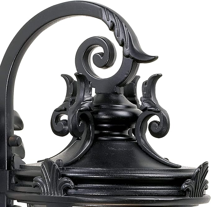 John Timberland Casa Marseille European Outdoor Wall Light Fixture Mediterranean Black Scroll Arm 21 1/2" Clear Hammered Glass for Exterior House Porch Patio Outside Deck Garage Front Door Home - Bloomnest