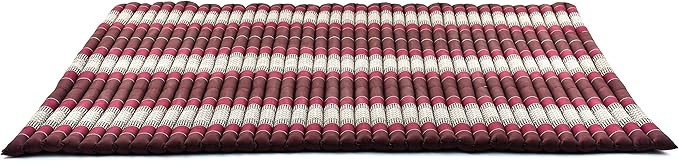 Leewadee - Foldable Floor Mattress - Japanese Roll Up Futon -Trifold Tatami Mat- Guest Floor Bed - Camping Mattress - Thai Massage Mat, Kapok Filled, 75 x 57 inches, Brown Red - Bloomnest