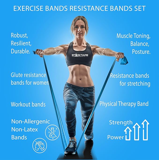 Resistance Bands Professional 8,16, 25, 50 Yards Bulk Rolls. Latex-Free Elastic Physical Therapy Band. No Scent, No Powder - Perfect for Home Exercise, Yoga, Pilates, Gym, Rehab, Workout - Bloomnest