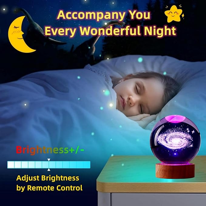 3.15 inch Pigeon Crystal Ball lamp,3D Bird Crystal Ball Night Light with Wooden Base, Peace Dove Lamp, 16 Colors Change with Remote Control (Panda) - Bloomnest