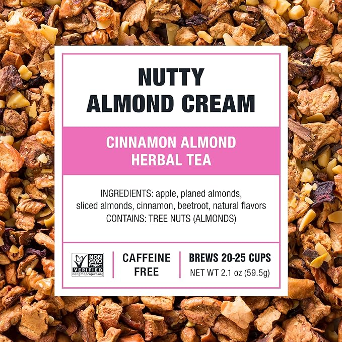 Tiesta Tea - Nutty Almond Cream, Loose Leaf, Cinnamon Almond Herbal Tea, Premium Non-Caffeinated Blend, Make Hot or Iced & Brews Up to 25 Cups, 12.6oz Resealable Pouch, Pack of 6 - Bloomnest