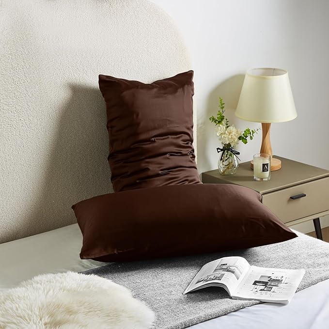 Silk Pillowcase for Hair and Skin Mulberry Silk Pillowcase Soft Breathable Smooth Both Sided Natural Silk Pillowcase with Zipper Beauty Sleep Silk Pillow Case 1 Pack for Gift(Queen,Brown) - Bloomnest