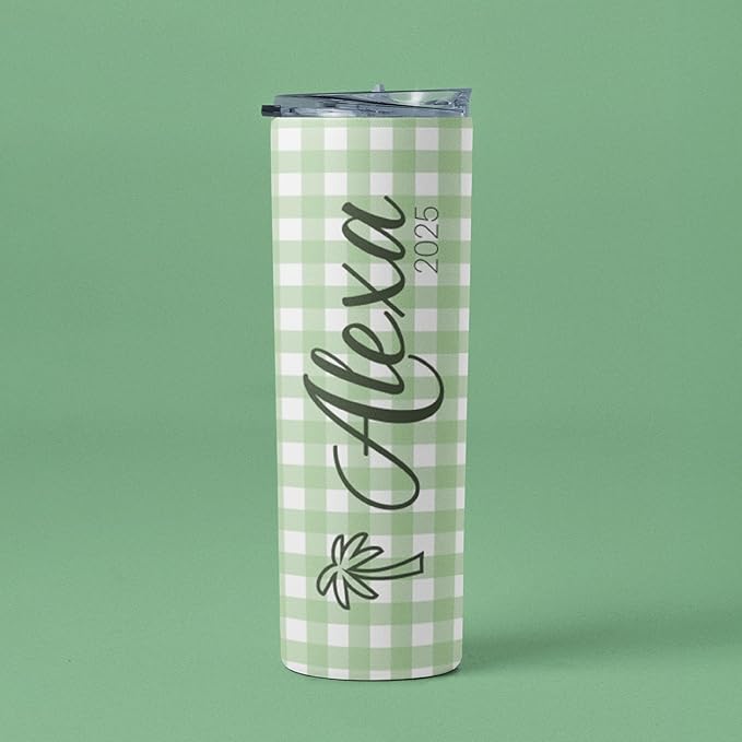 Personalized 20 Oz Skinny Tumbler - Customizable with Name & Icon, BPA-Free Stainless Steel, 6 Color Styles, Includes Straw - Custom Gifts for Summer - Bloomnest