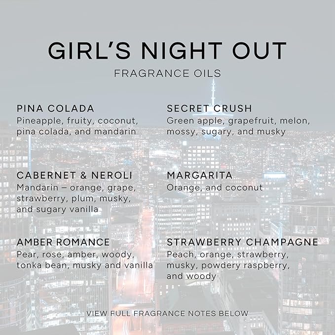 Eternal Essence Oils Girl's Night Out Set of 6 Premium Fragrance Oils - Includes Strawberry Champagne, Pina Colada, Secret Crush, Margarita, Amber Romance, and Cabernet & Neroli Scented Oils - 10ML - Bloomnest
